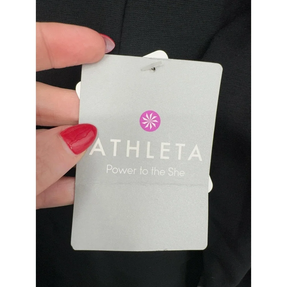 Athleta Ponte Wanderer Dress Womens XL Black Long Sleeve Sheath Zip Pockets